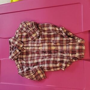 Boys Baby Gap Plaid Collared Long Sleeve Onesie, 0-3 Mos